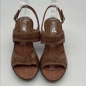 Pajar Brown Women's Leather Braided Heels Size 38/7.5